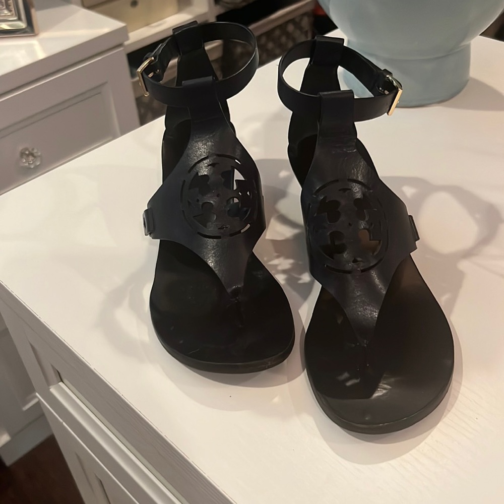 Navy Low Tory Burch Wedges